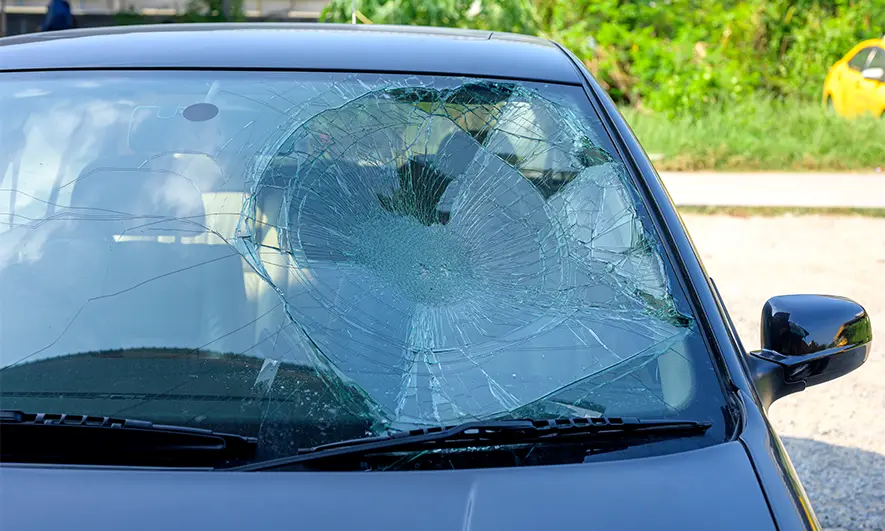 damaged car windshield