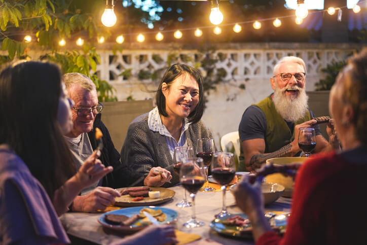 retirees laughing
