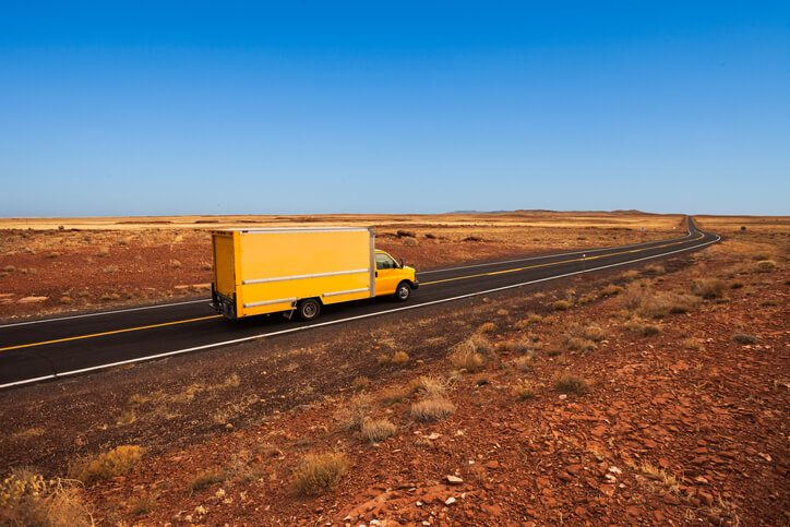 moving truck in desert