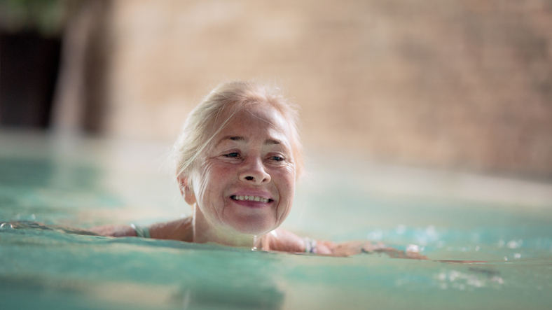 woman in pool