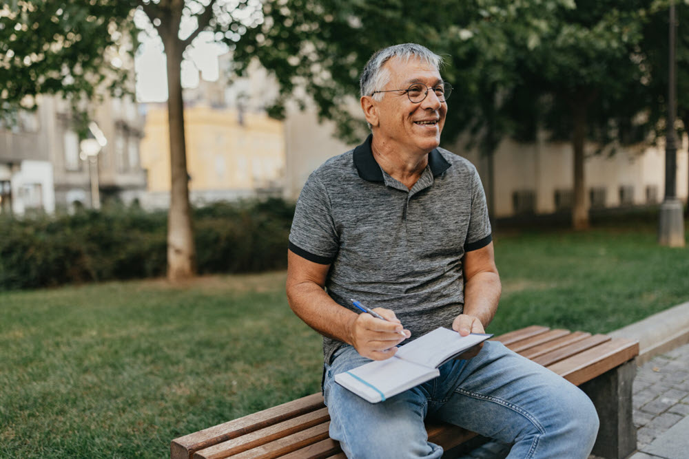 man on bench