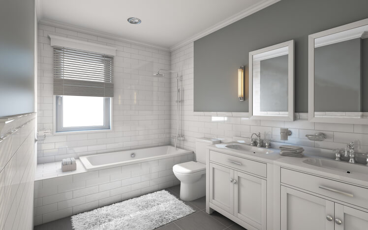 white and gray bathroom