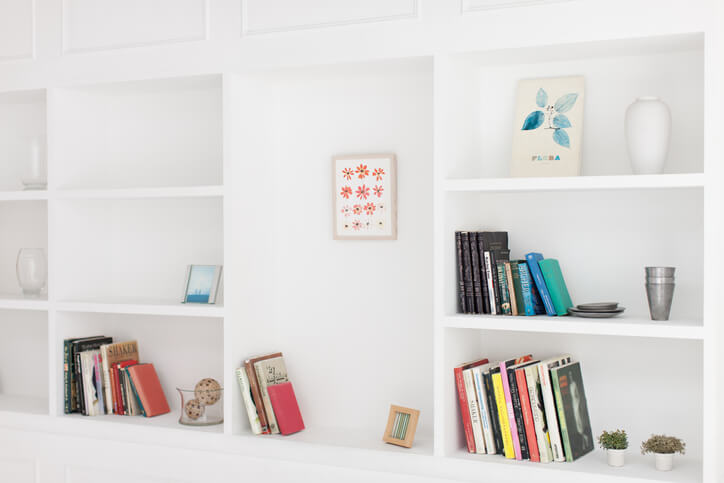 organized bookshelves