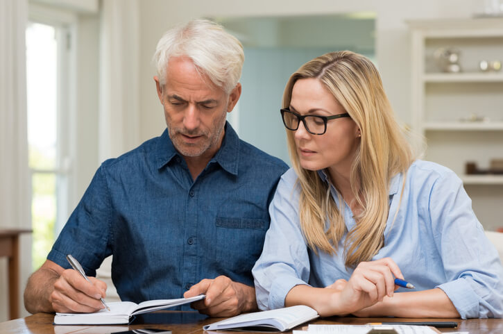 couple doing bills