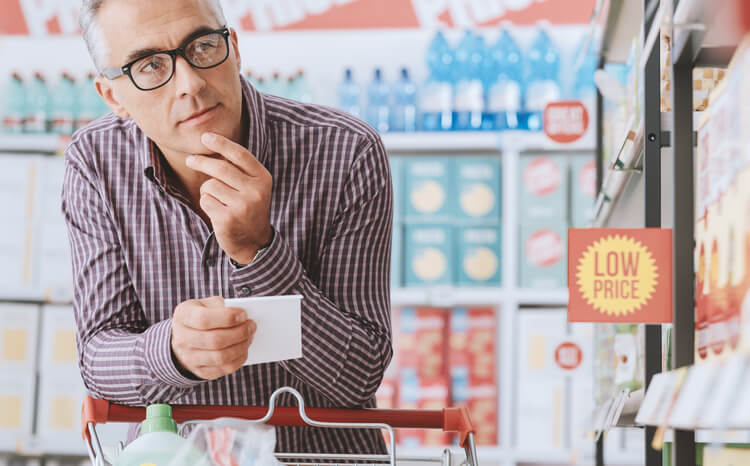 man with shopping list