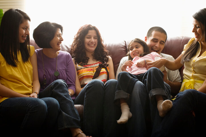 multigenerational family on couch