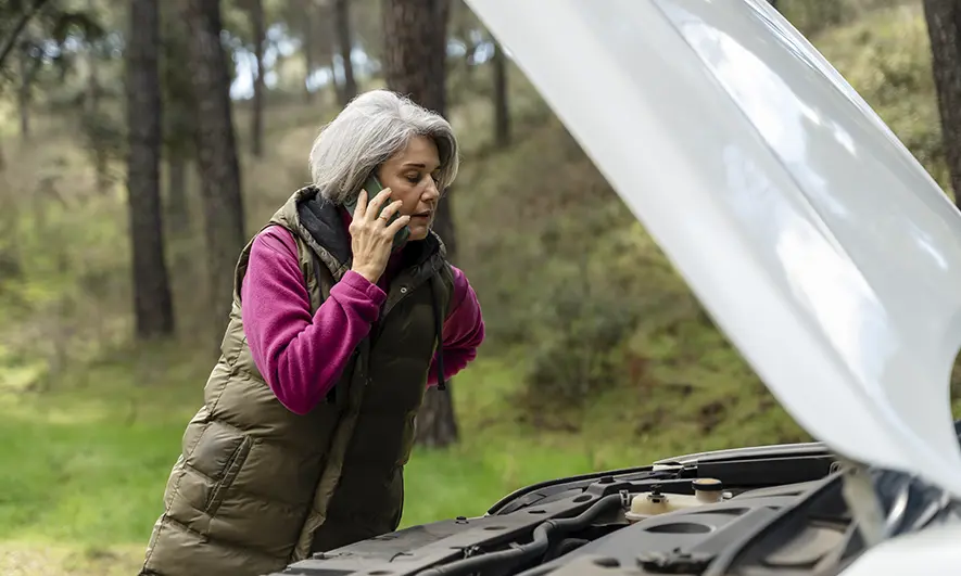 woman calling roadside assistance