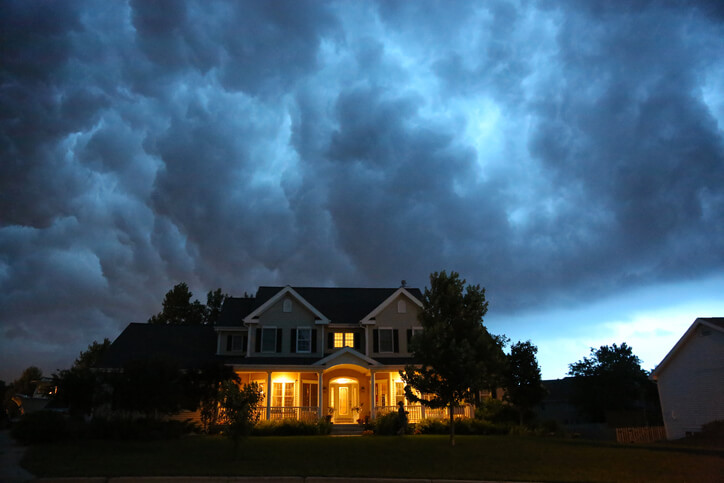 A stormy sky above a home