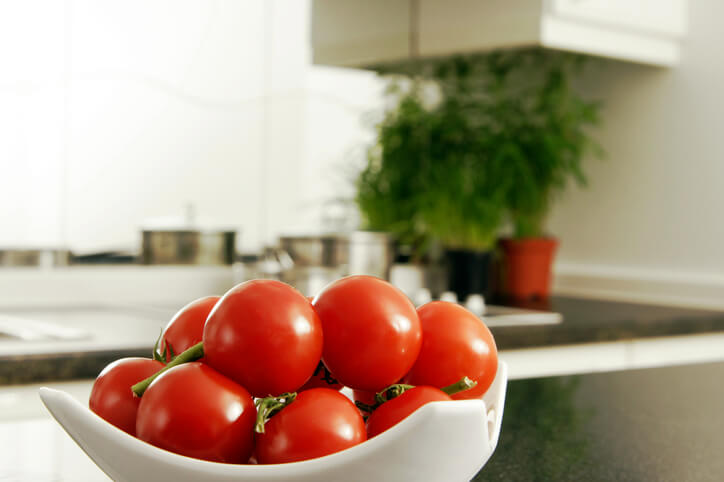 tomatoes on kitchen counter