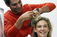 hair stylist with client