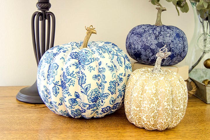 Pumpkins painted in a paisley pattern