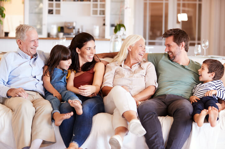 multigenerational family on couch