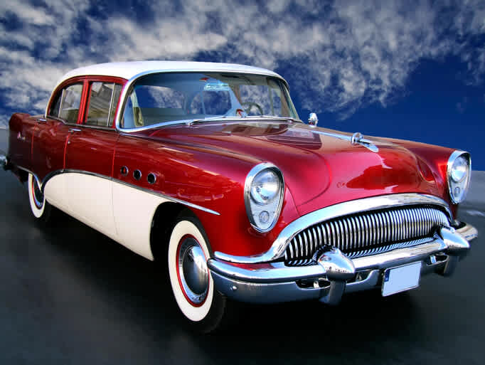 A red classic car