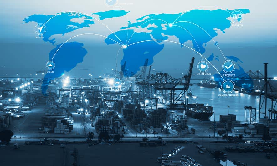 A shipping yard managing lots of cargo