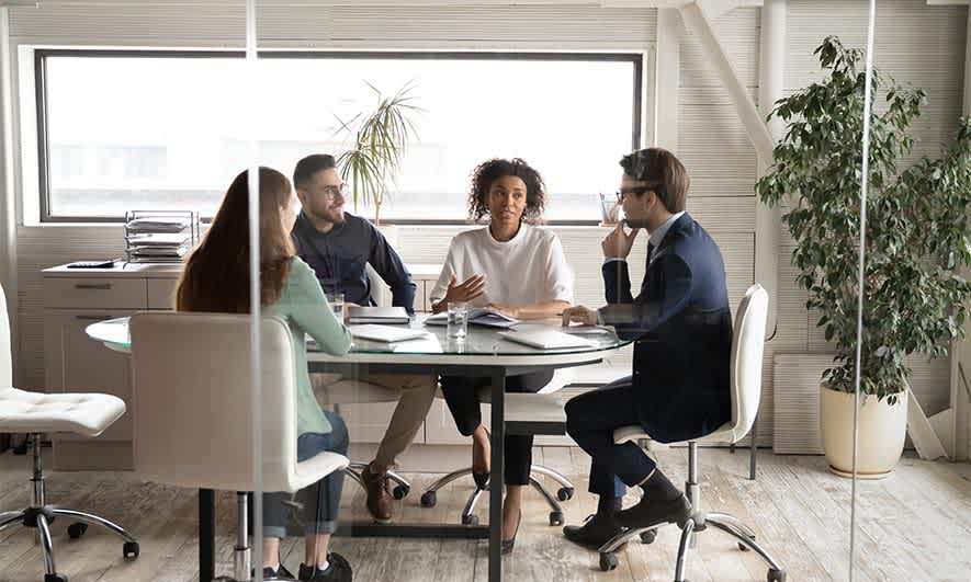 Colleagues meeting together