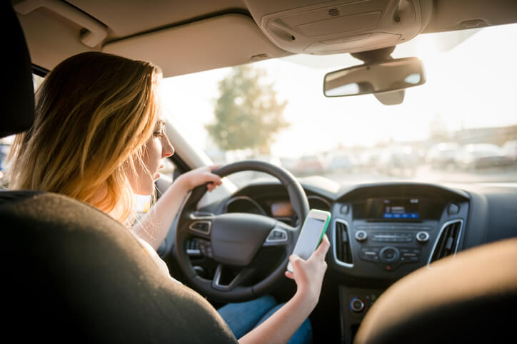 Teenager texting and driving