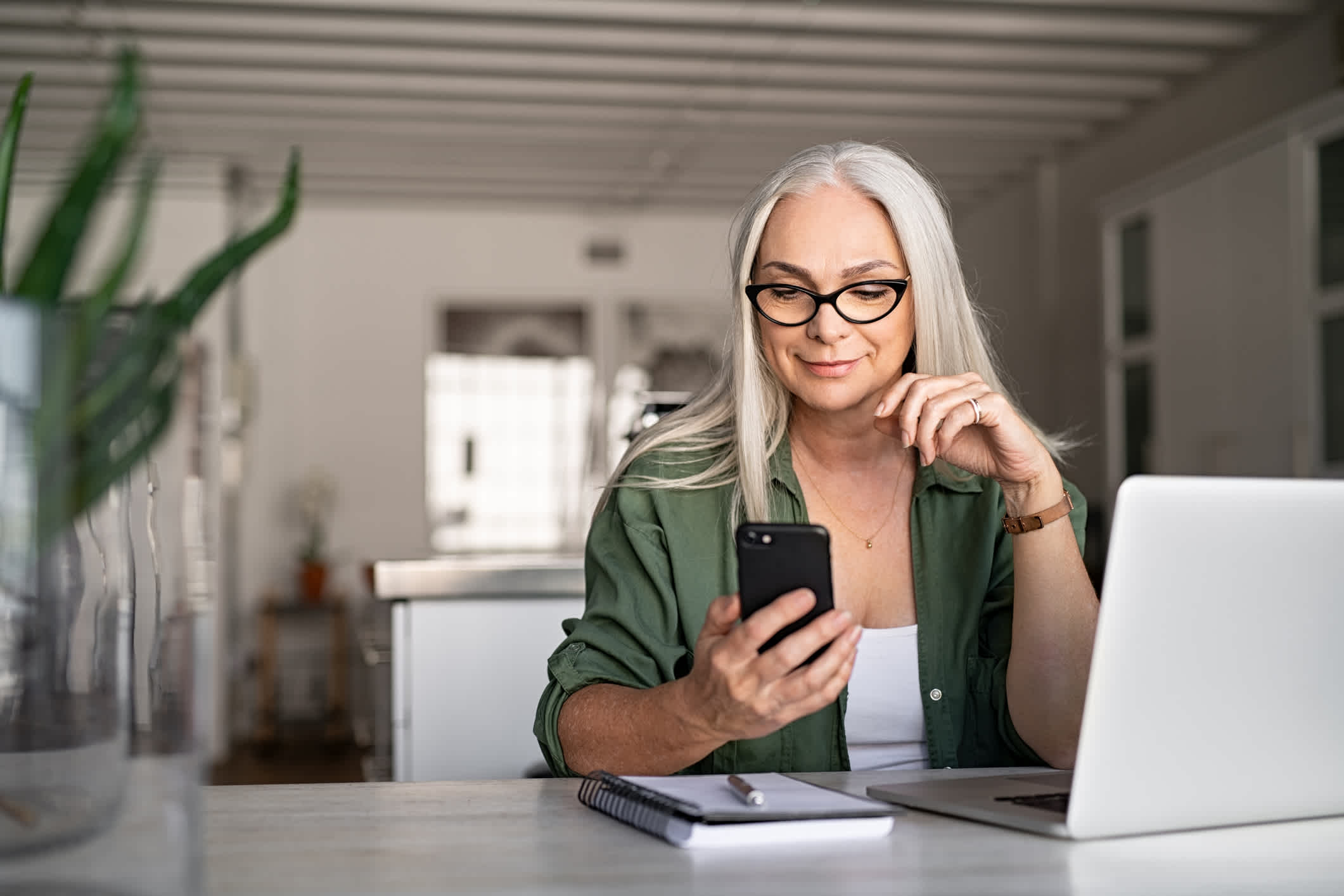 Woman looking up something on her phone