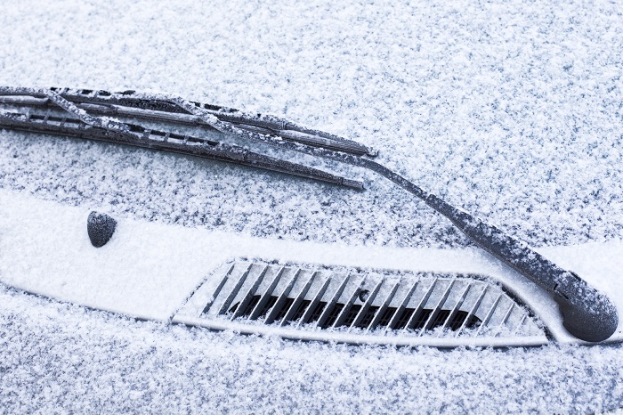 snow on windshield