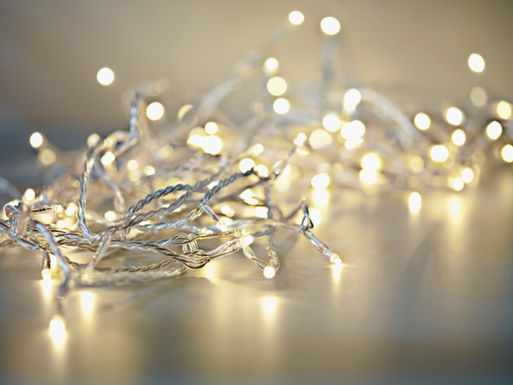 String lights sitting on a table