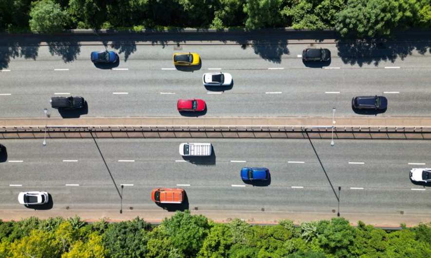 cars driving on freeway