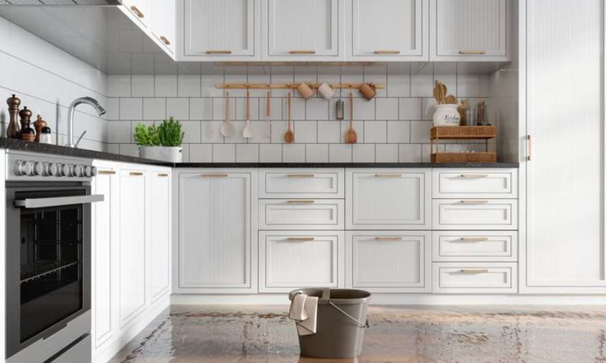 A flooded kitchen