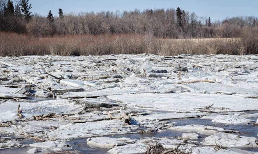 Ice sheets on a lake