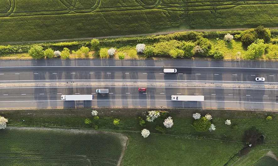 trucks on a highway