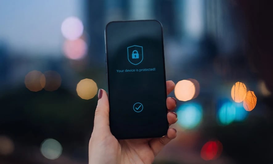 A security app is used on someone's phone