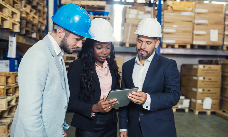 people meeting in a warehouse