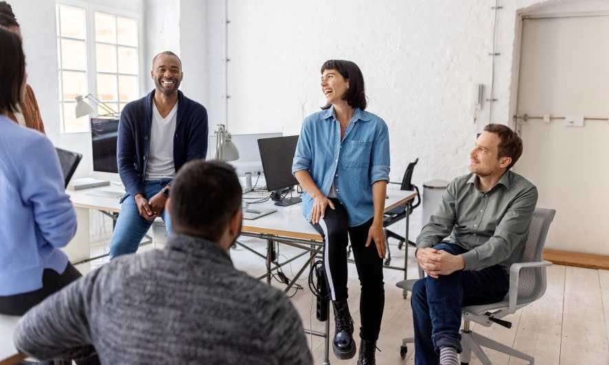 small business owners collaborating with team members