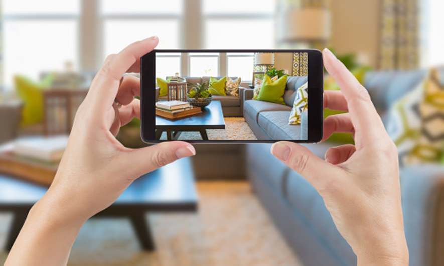 Taking a photo of a living room