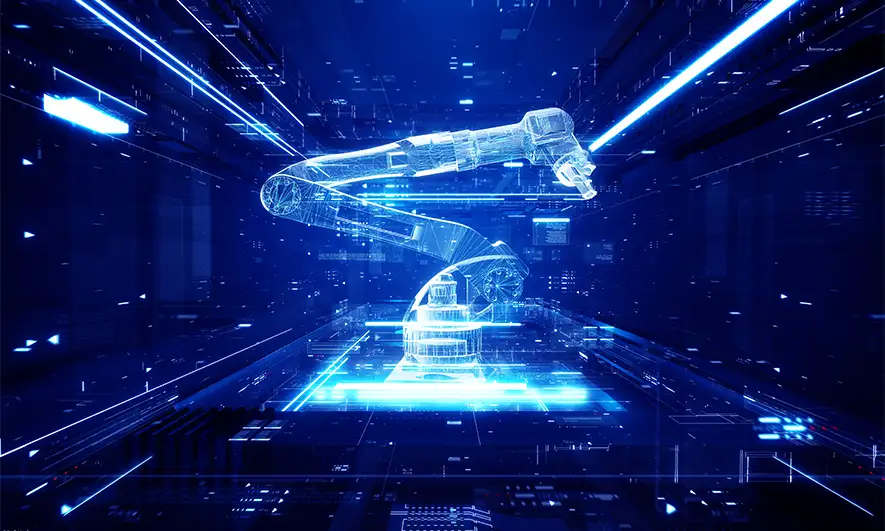 virtual reality robot arm moving