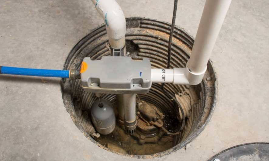 A sump pump in the ground