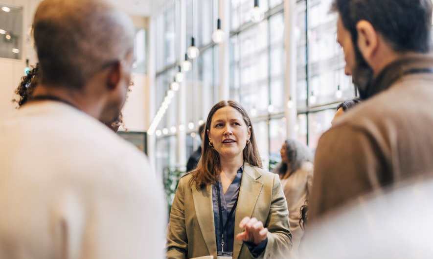 small business owner attends trade show