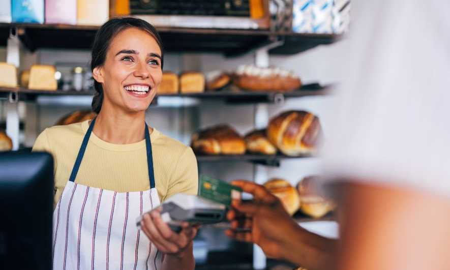 small business owner interacting with customer