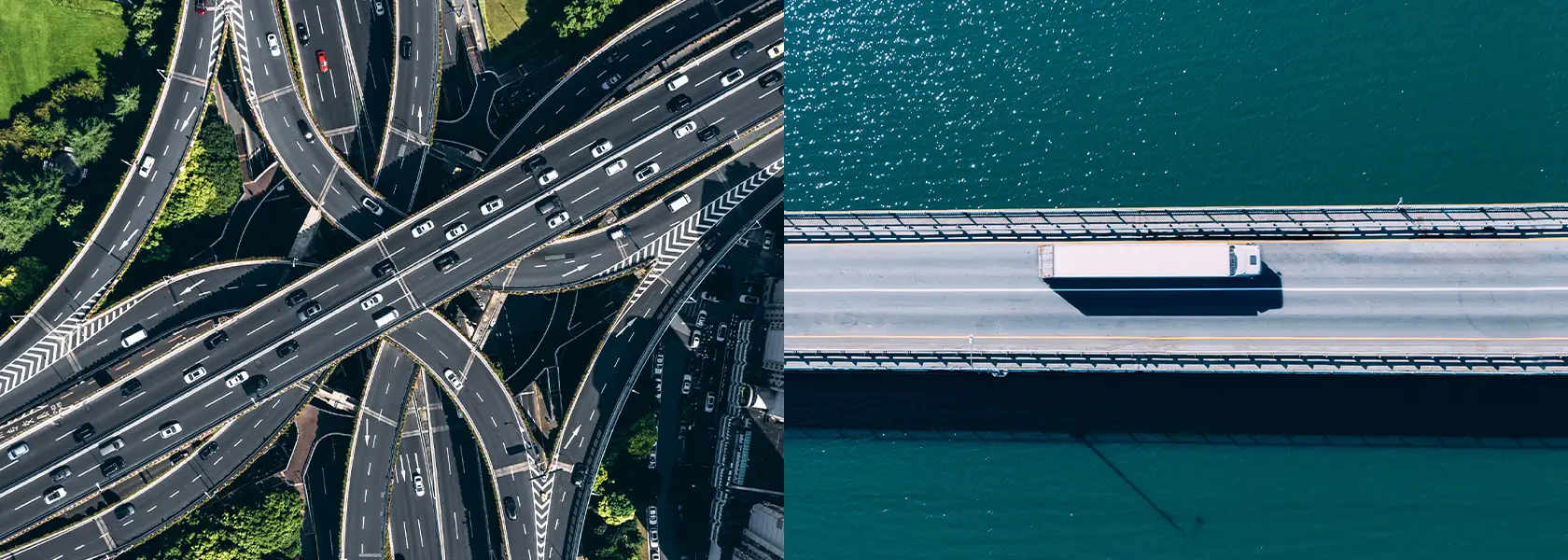 Roads twisting, turning, converging