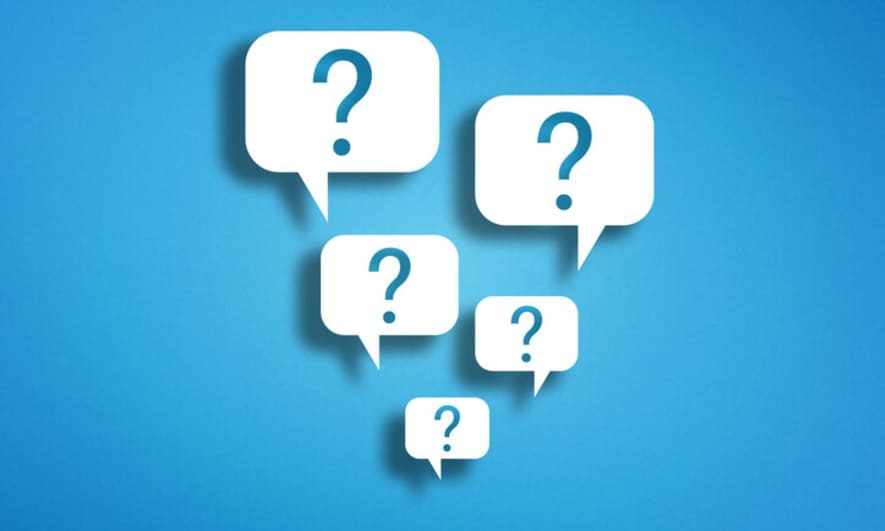blue background with question mark bubbles