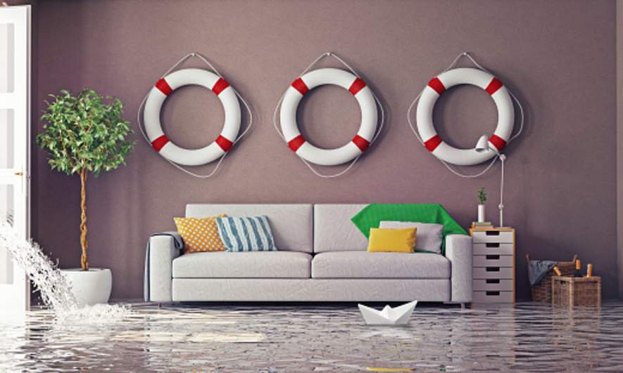 A flooded beach house