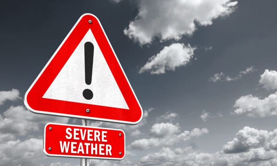 A Severe Weather street sign