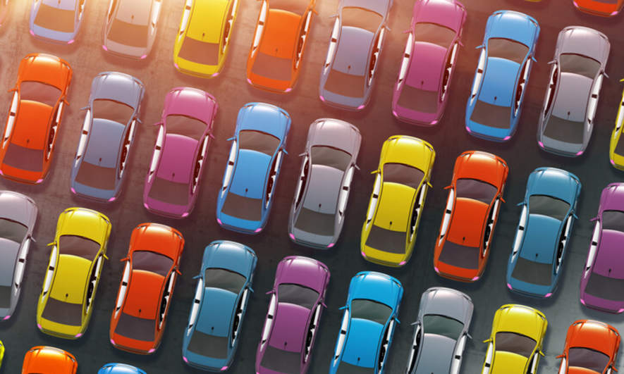 cars parked in rows