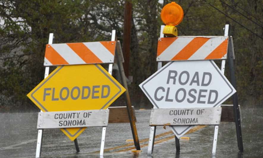 A road closed due to flooding