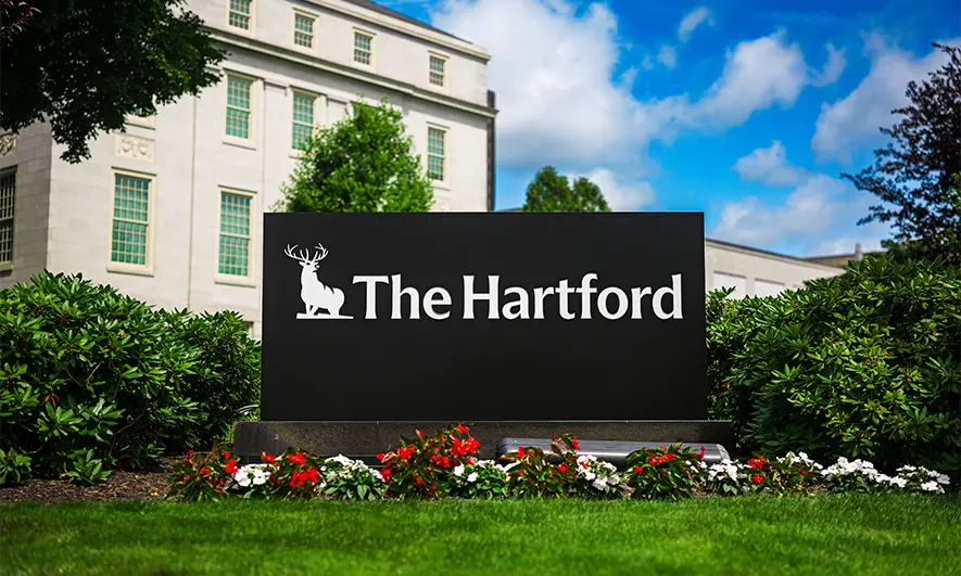 sign outside The Hartford main campus