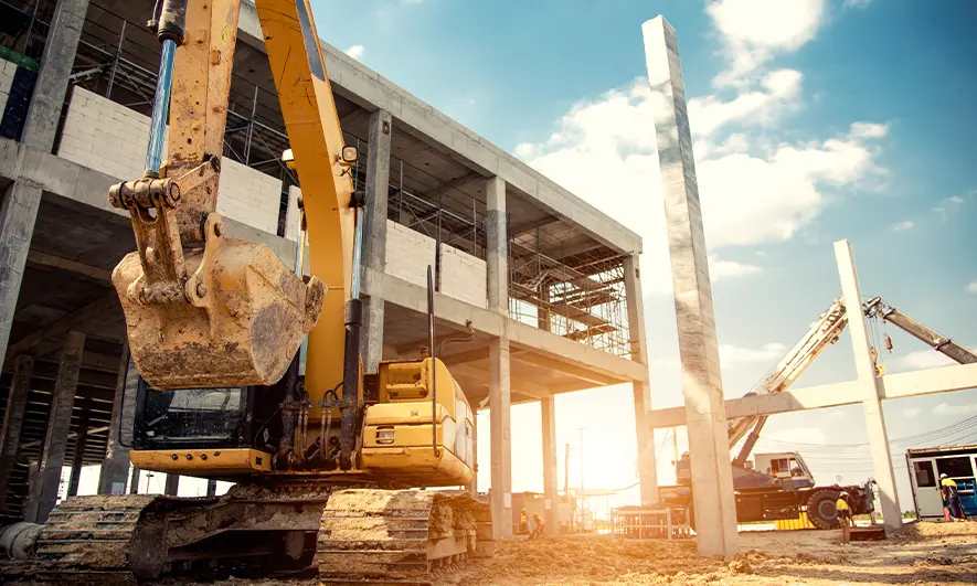 Heavy construction equipment on a jobsite