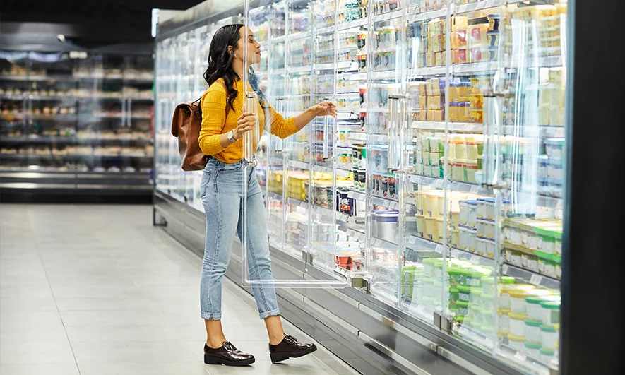 A woman shopping at a grocery store