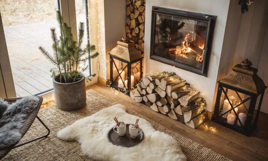 A home with a cozy fire