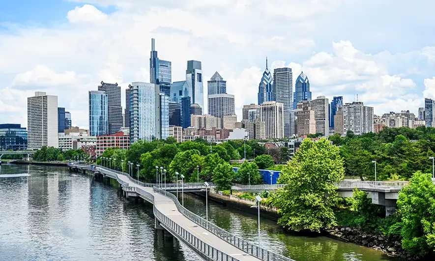 Philadelphia skyline on a sunny day