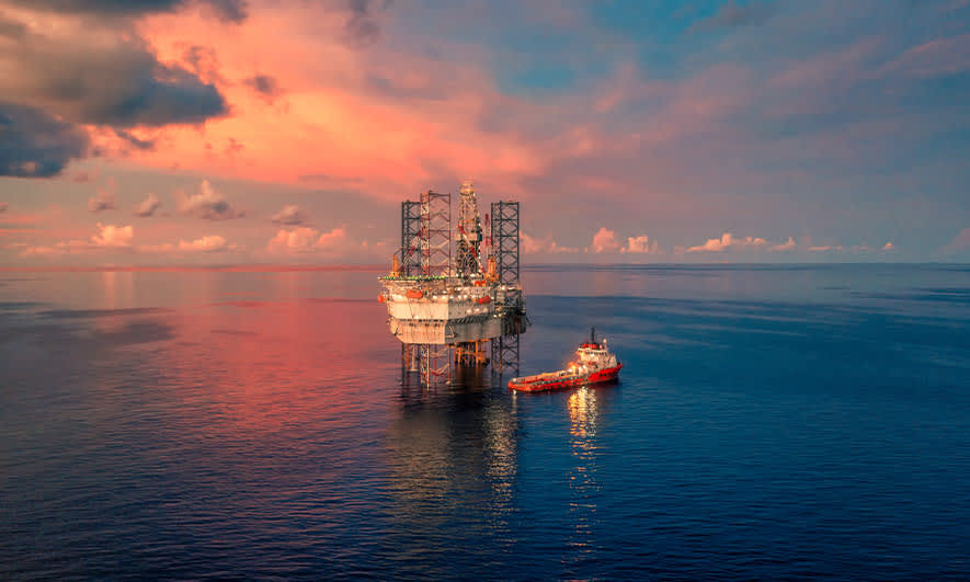 Ship at an oil rig