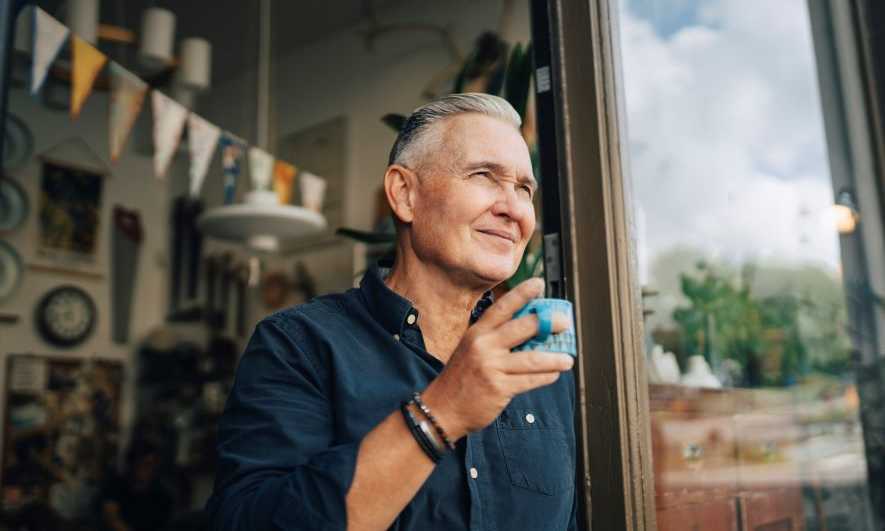business owner taking a coffee break
