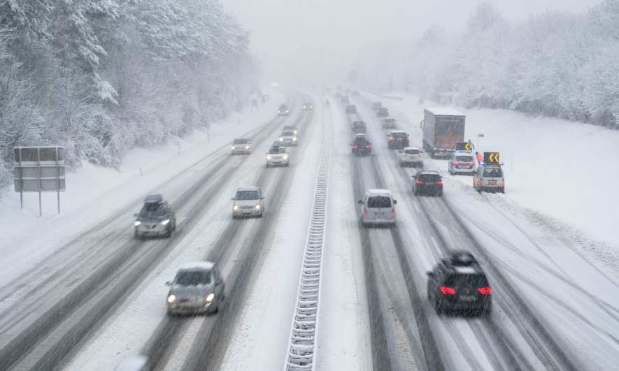 A highway in snowy conditions
