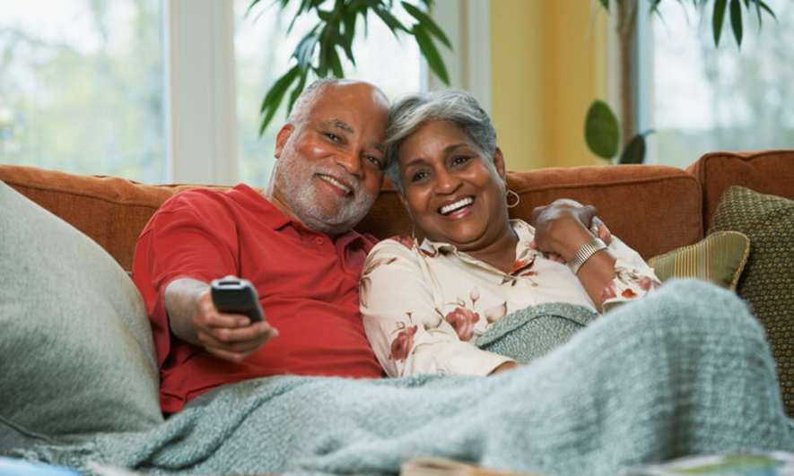 Couple Watching A Movie In A Different Language